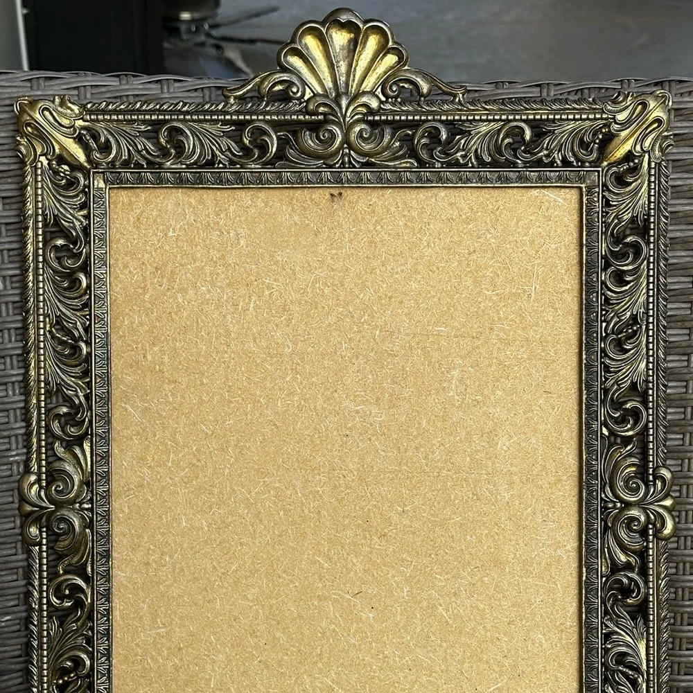 Antique brass Ornate Frame huge scroll work made Italy Picture Frame Red Velvet